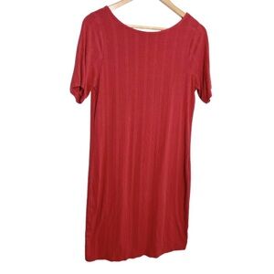 Old Navy Women's Stripe Textured Deep Swoop Back Low Cut Short Sleeve Mini Dress